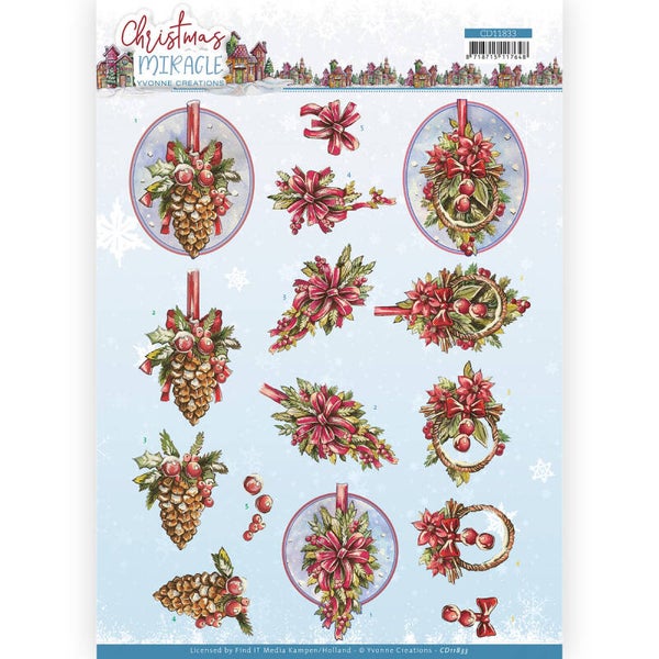 CD11833 - 3D Cutting Sheet - Yvonne Creations - Christmas Miracle - Pinecone