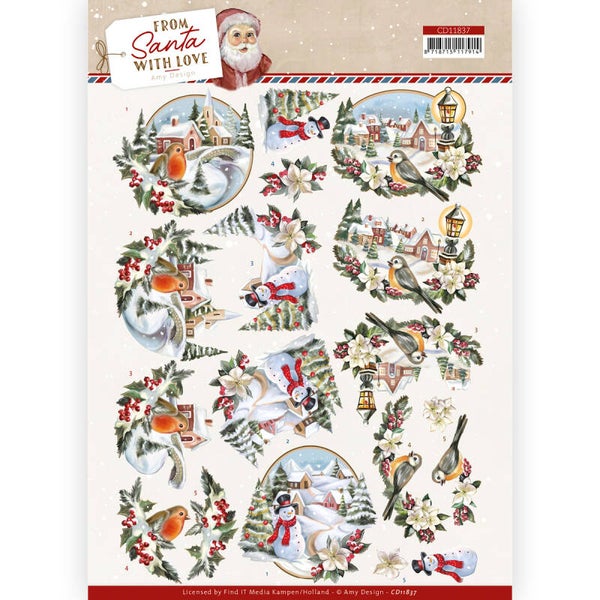 CD11837 - 3D Cutting Sheet - Amy Design - From Santa with Love - Snowman
