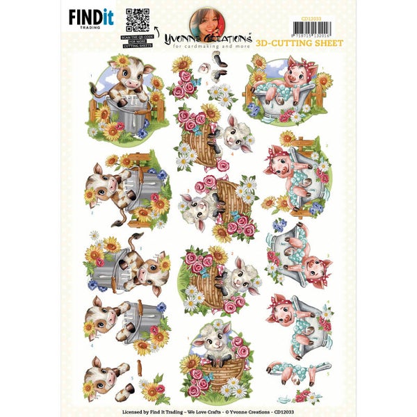 CD12033 - 3D Cutting Sheet - Yvonne Creations - Happy Cow