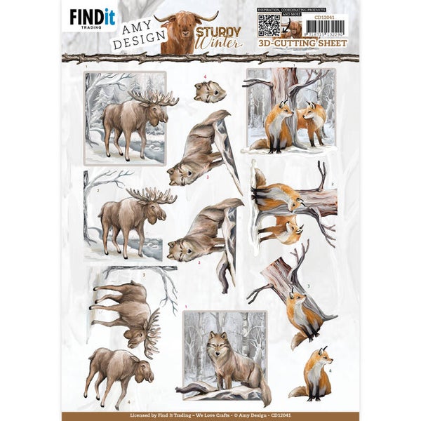CD12041 - 3D Cutting Sheet - Amy Design - Sturdy Winter - Moose