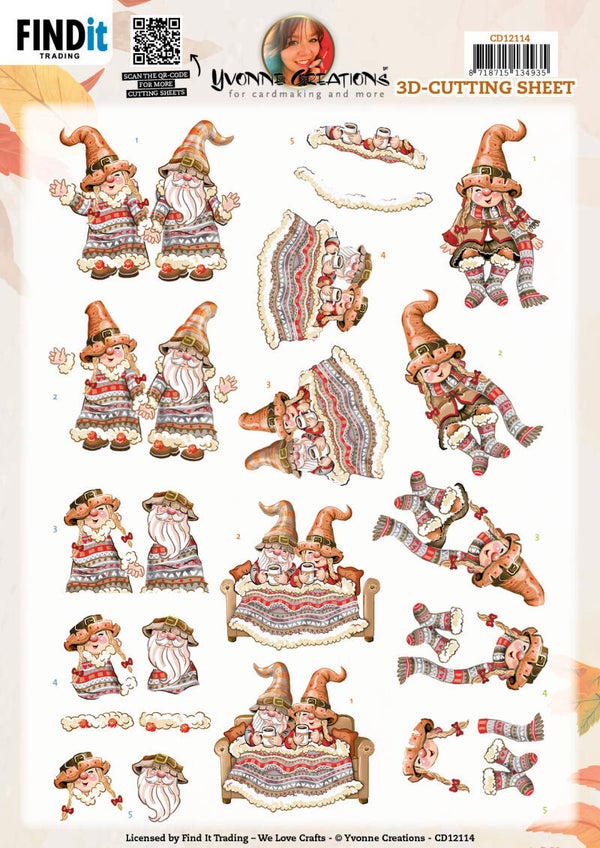 CD12114 -3D Cutting Sheet - Yvonne Creations - Gnomes Blanket