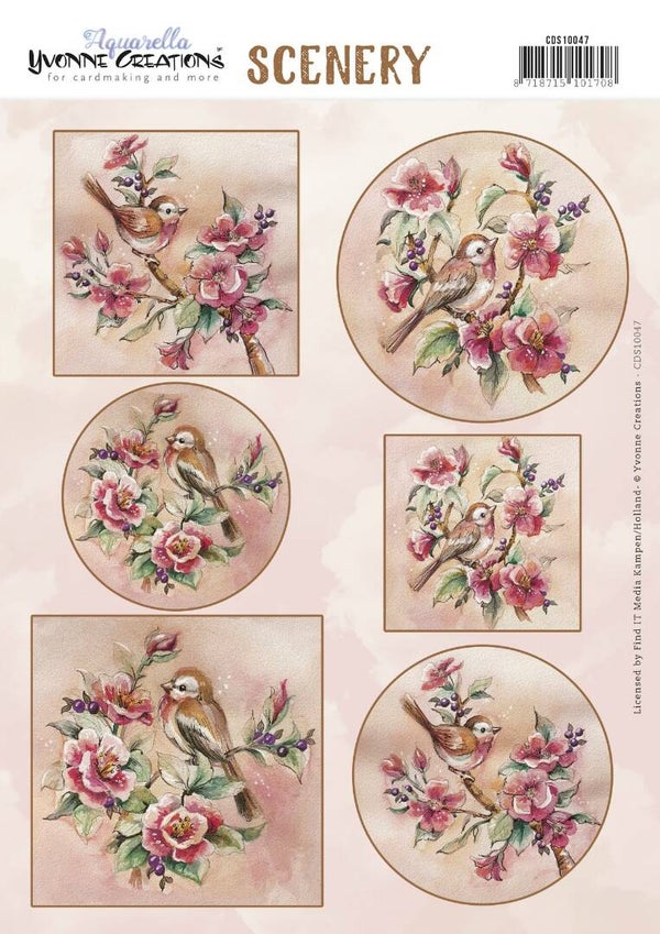 CDS10047 - Scenery - Yvonne Creations - Aquarella - Christmas Miracle - Antique Flowers
