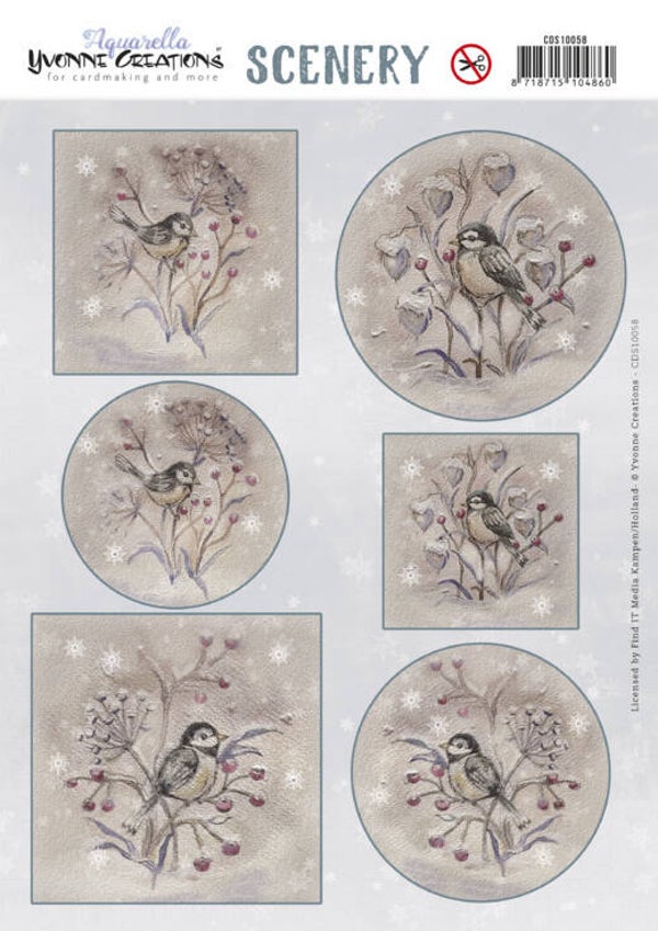 CDS10058 - Scenery - Yvonne Creations - Aquarella - Winter Birds