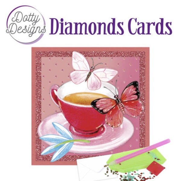 DDDC1077 - Dotty Designs Diamond Cards - Tea with butterflies 15x15