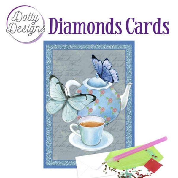 DDDC1078 - Dotty Designs Diamond Cards - Teapot with butterflies 10x15