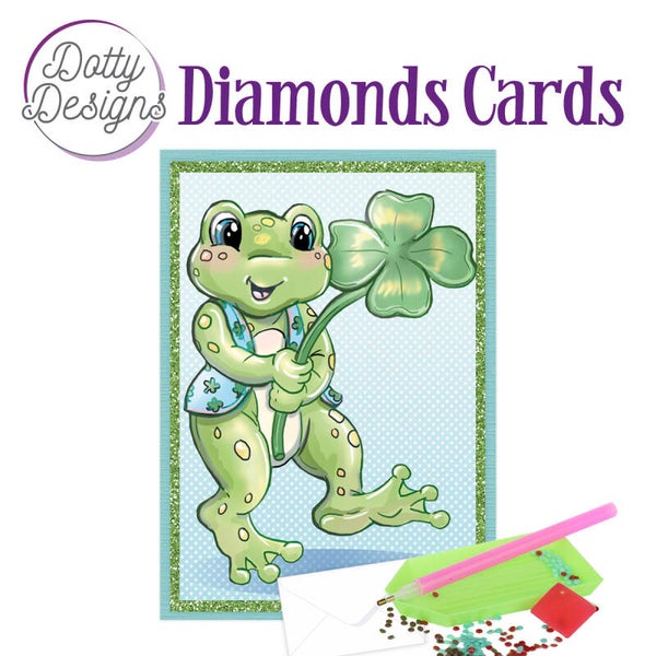 DDDC1096 - Dotty Designs Diamond Cards - Frog with Clover 10x15