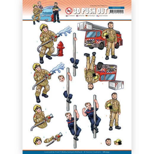 SB10553 - 3D Push Out - Yvonne Creations - Big Guys Professions - Fire department