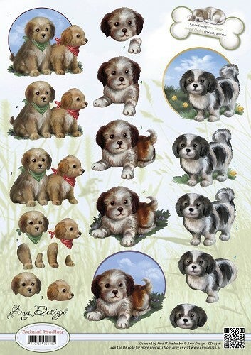 CD10536 - 3D Knipvel - Amy Design - Animal Medley - Puppies