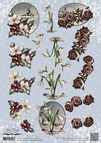 CD10765-HJ13901 - 3D Knipvel - Amy Design - Wintertide - Flowers