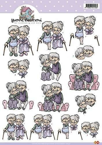 CD10225 - 3D Knipvel - Yvonne Creations - Opa en Oma