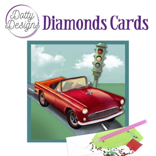 DDDC1032 - Dotty Designs Diamond Cards - Vintage Red Car 15x15