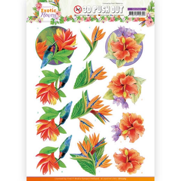 SB10569 - 3D Push Out - Jeanine's Art - Exotic Flowers - Blue Flowers