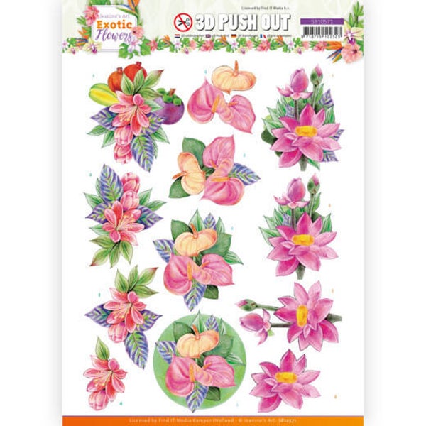 SB10571 - 3D Push Out - Jeanine's Art - Exotic Flowers - Pink Flowers