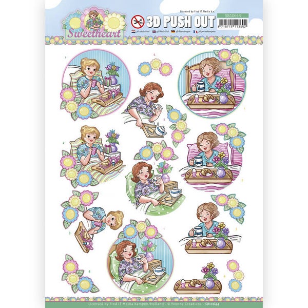 SB10644 - 3D Push Out - Yvonne Creations - Bubbly Girls - Sweetheart - Breakfast