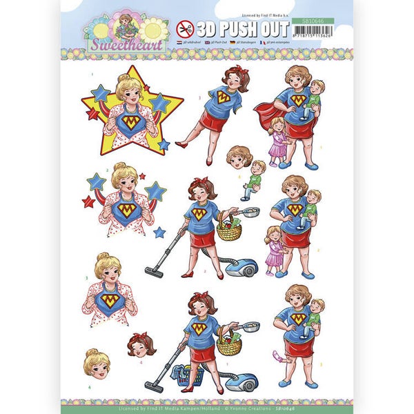SB10646 - 3D Push Out - Yvonne Creations - Bubbly Girls - Sweetheart - Super girl