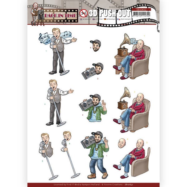 SB10652 - 3D Push Out - Yvonne Creations - Big Guys - Back in Time - Music