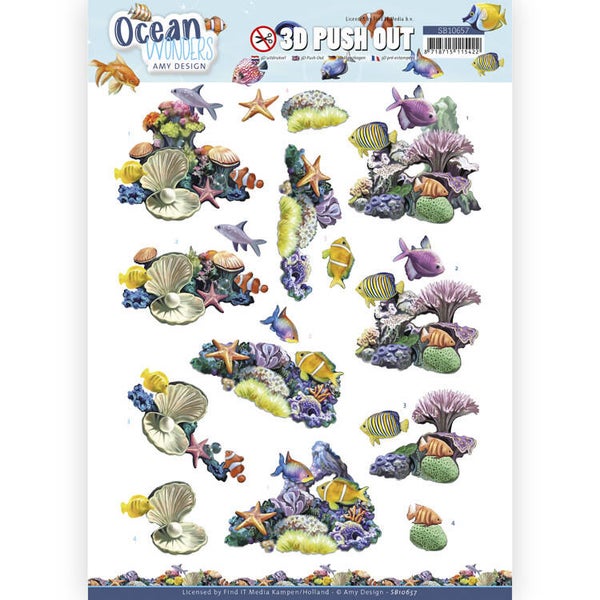 SB10657 - 3D Push Out - Amy Design - Ocean Wonders - Coral Reef