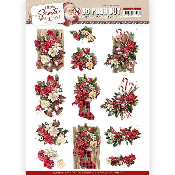 SB10676 - 3D Push Out - Amy Design - From Santa with Love - Red Bow