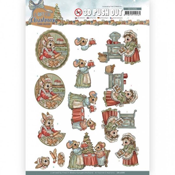 SB10686 - 3D Push Out - Yvonne Creations - A Gift for Christmas - Christmas Cake