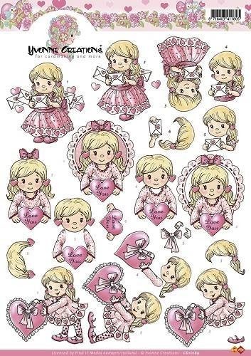 CD10189 - 3D Knipvel - Yvonne Creations - Valentijn - Meisje
