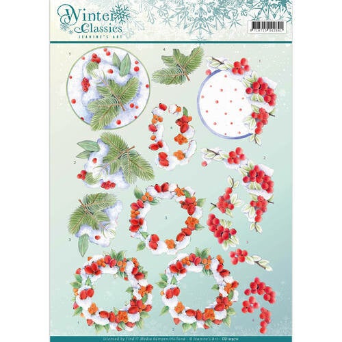 CD10970 - 3D Knipvel - Jeanine's Art - winter classics- Winterberries