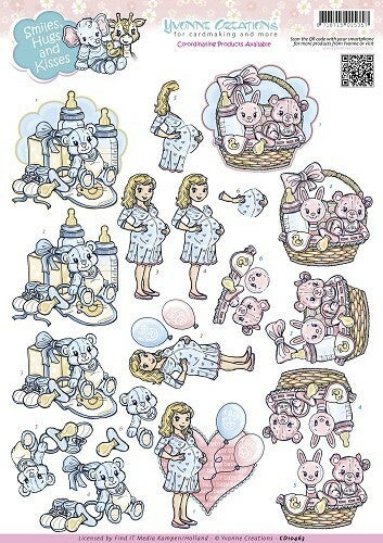 CD10463 - 3D Knipvel - Yvonne Creations - Smiles, Hugs and Kisses - Babyshower