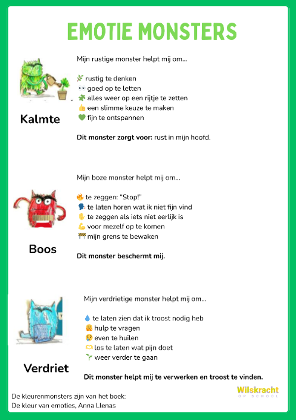 De functie van emoties - emotiemonsters