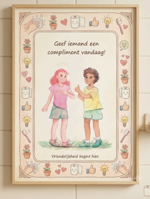 Toiletposter 'Geef iemand een compliment vandaag'