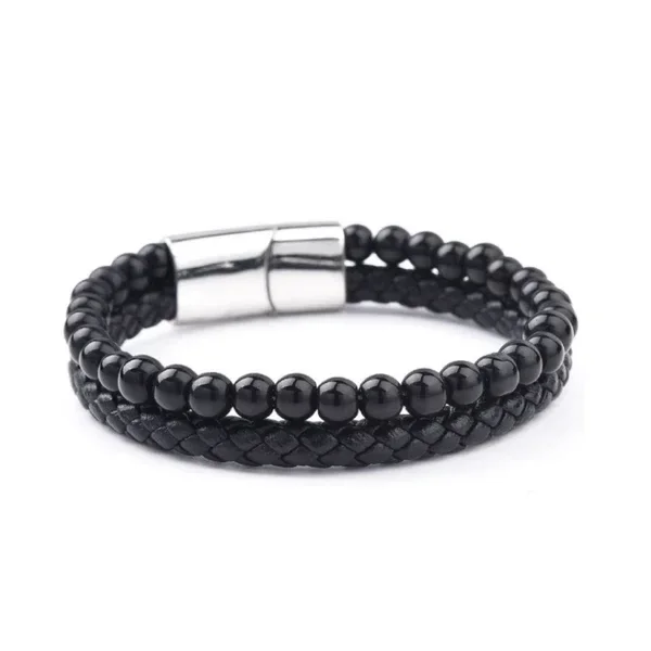 Heren armband gevlochten met kraaltjes