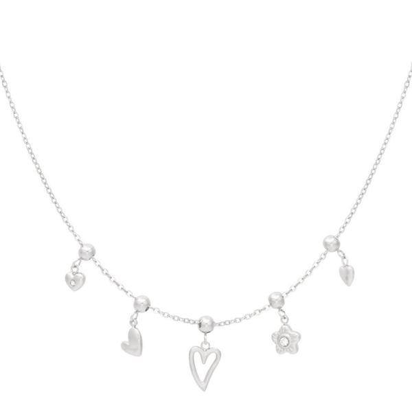 Bedelketting hartjes en bloemetjes