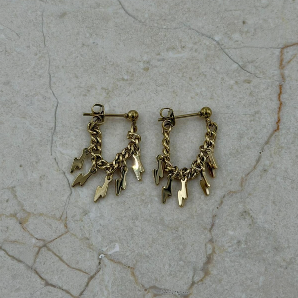 Oorbellen ketting met bliksem