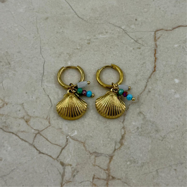 Zomerse oorbellen schelp met kraaltjes