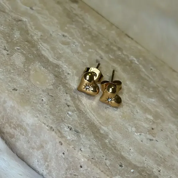 Oorbellen minihartje en diamantje