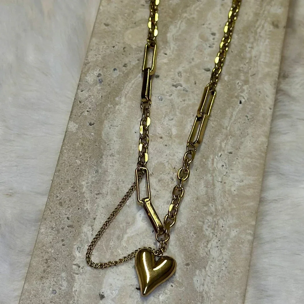 Schakelketting hartjesbedel