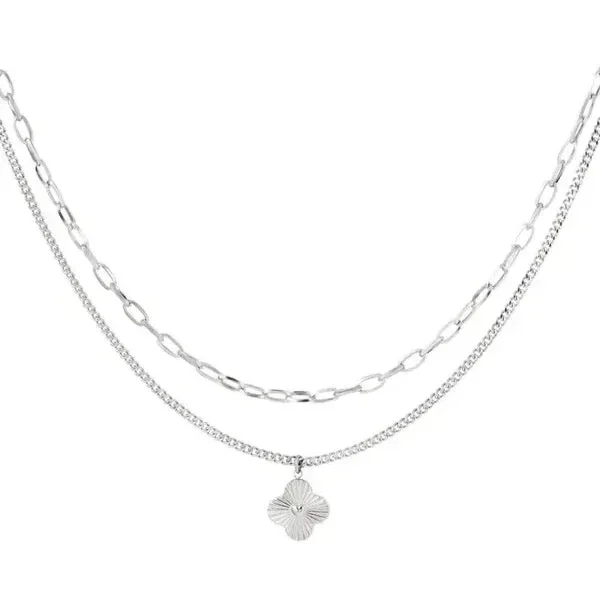 Tweelaagse ketting met bloem