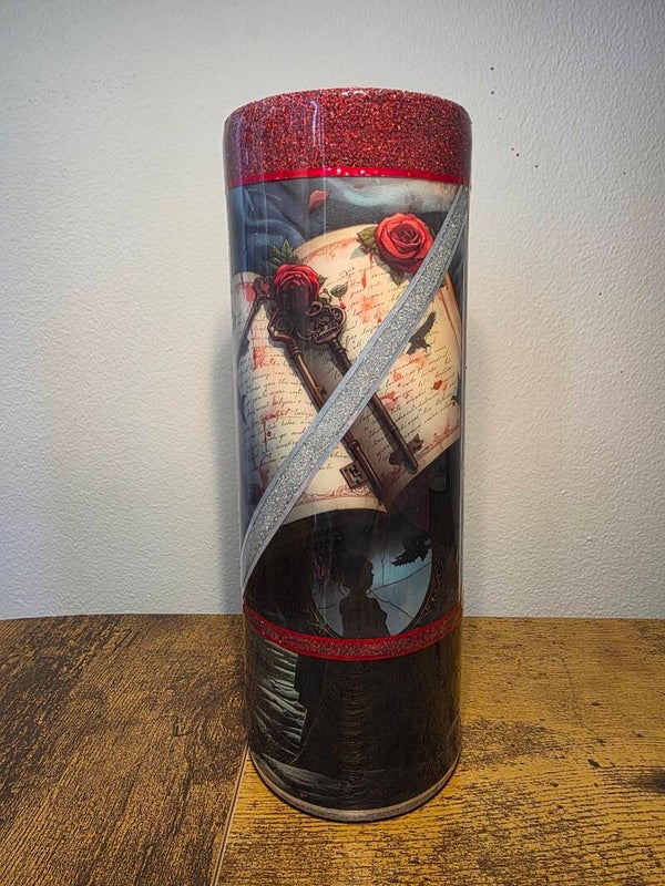 Mixed media 20oz skinny with straw.