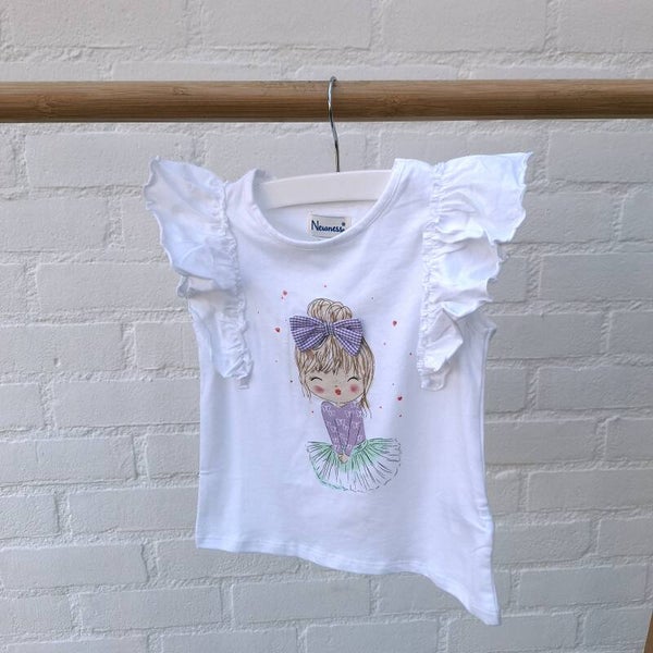 T-shirt met bandjes en ruches