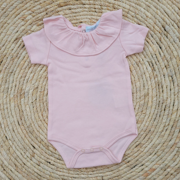 Romper met ruches roze korte mouw