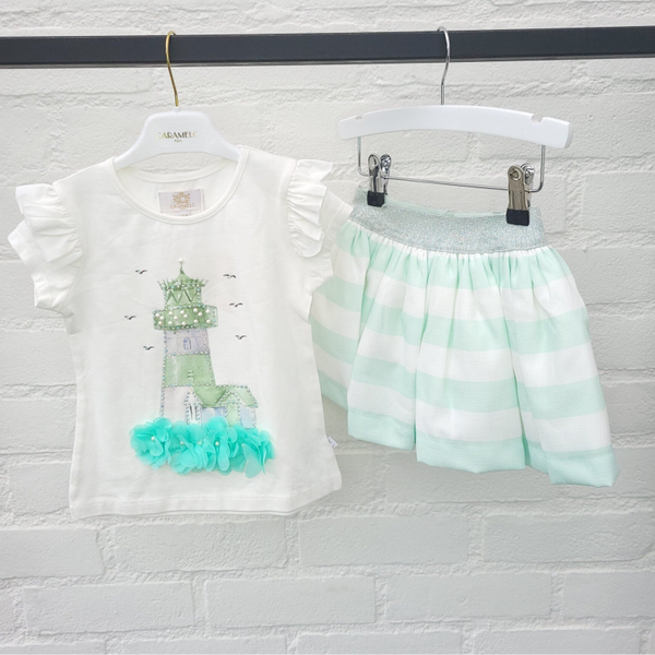 Set met gestreepte rok munt