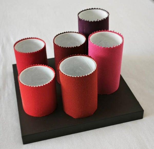 Organiseurs de bureau design en matériaux recyclés : nuances de rose, violet et rouge (N° C3)