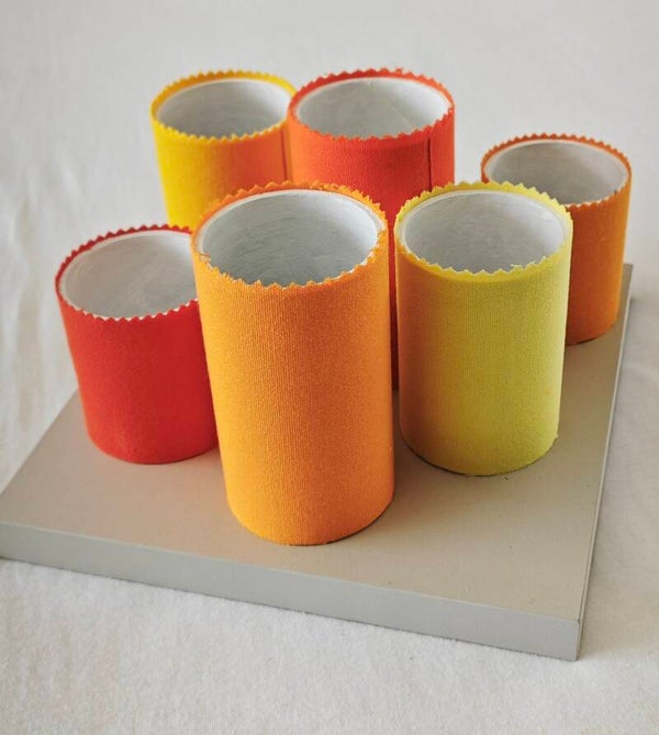 Organiseurs de bureau design en matériaux recyclés : nuances de jaune et orange (N° C6)