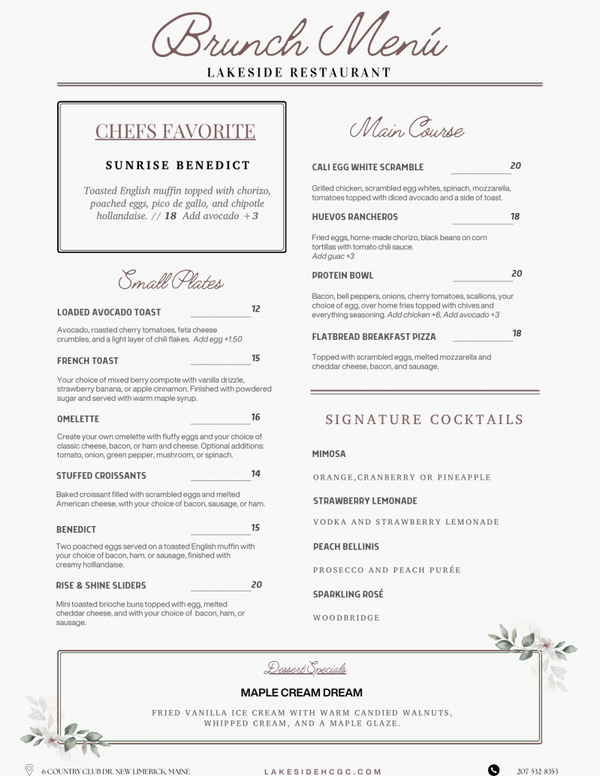 Brunch Menu