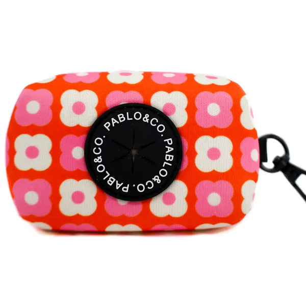 Pink Checkered Daisies - Dog Poop Bag Holder