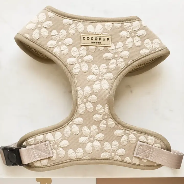 Luxury Adjustable Neck Harness - Mocha Flower