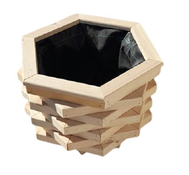Ξύλινη γλάστρα - ζαρντινιέρα δωδεκάγωνη