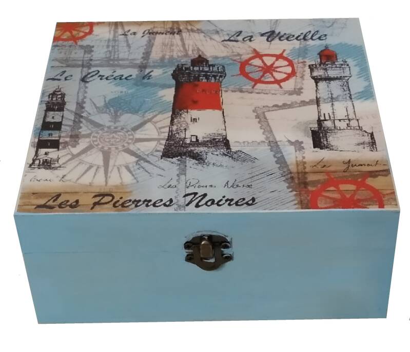 Ξύλινο κουτί αποθήκευσης "Πινακίδες"Ξύλινο κουτί αποθήκευσης "Φάρος"