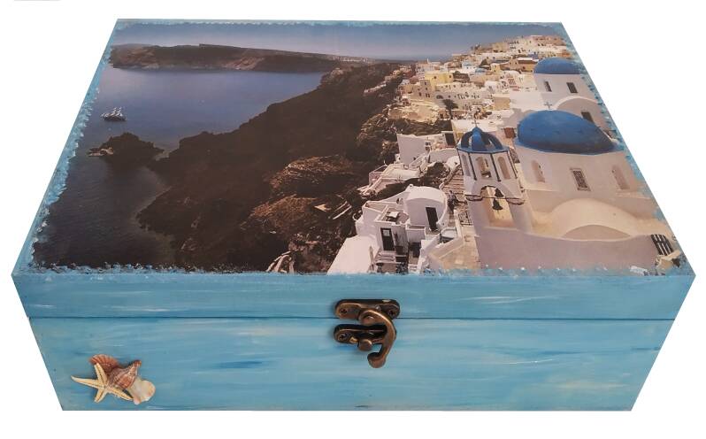 Ξύλινο κουτί αποθήκευσης "ΣΑΝΤΟΡΙΝΗ"