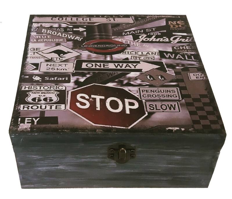 Ξύλινο κουτί αποθήκευσης "Πινακίδες"