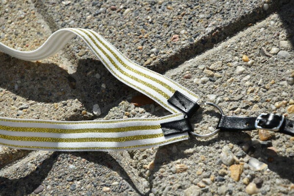 IW elastic breastplate - stretch- golden&white stripes