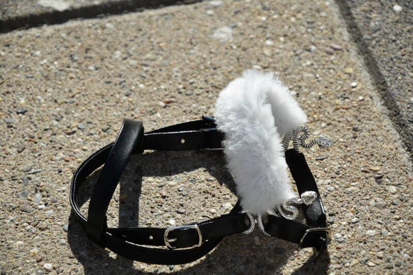 IW foal snake bridle- white fur crooked